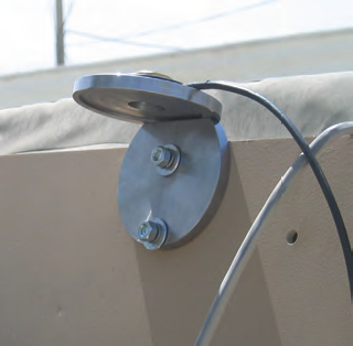 antenna Close up of the antenna mount bracket attached to a vehicle, one of the many parts the MPH provides.