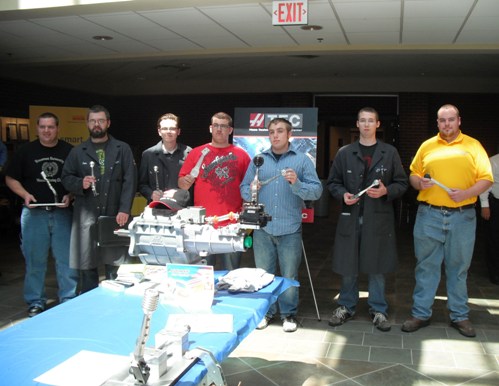 Students from Vincennes University’s Advanced Manufacturing Program pose with their winning projects