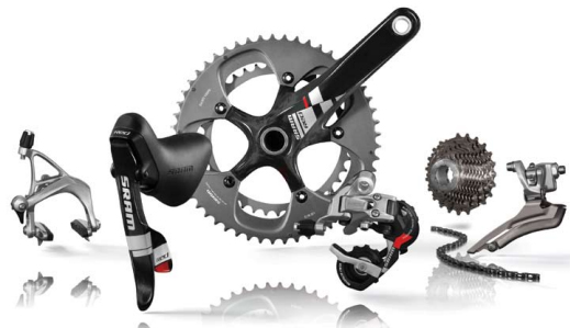 Red is SRAM’s top of the line component group-set for road bikes. 