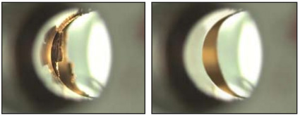 Feather edge burrs formed
