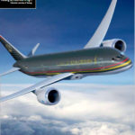 A Boeing 787 Dreamliner in flight.